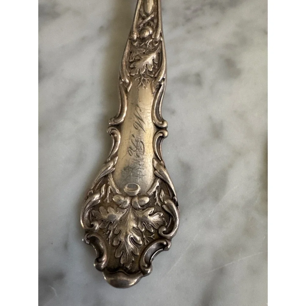 1847 Rogers Bros Charter Oak Silverplate Teaspoons Set of 3 Monogrammed 1906